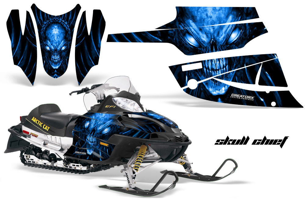 Arctic Cat Firecat Graphics Kit Skull Chief Blue Black